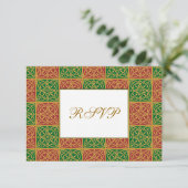 Rode Groene Fleur de Lis Aangepaste RSVP-kaart RSVP Kaartje (Staand voorkant)
