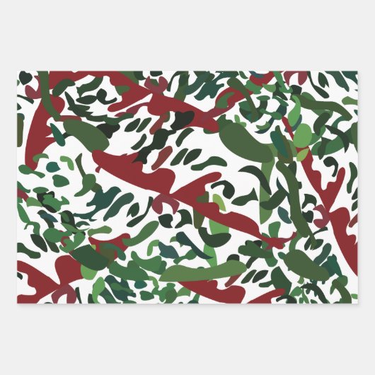 Rode Groene Flora Botanical Inpakpapier Vel (Voorkant 2)