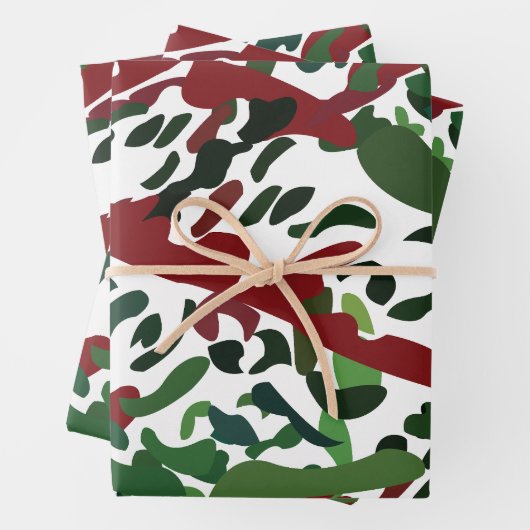 Rode Groene Flora Botanical Inpakpapier Vel (In situ)