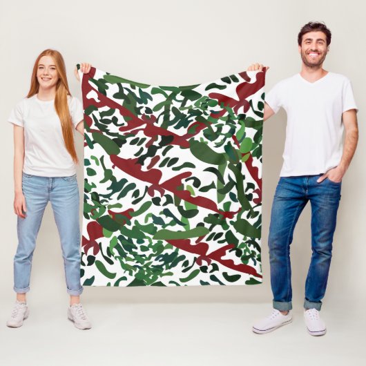 Rode Groene Flora Botanisch Fleece Deken (In situ)