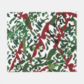 Rode Groene Flora Botanisch Fleece Deken (Voorkant (Horizontaal))