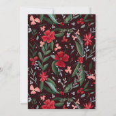 Rode groene flora met kruid winterbruiloft kaart (Achterkant)