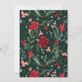 Rode groene flora met kruid winterbruiloft kaart (Achterkant)