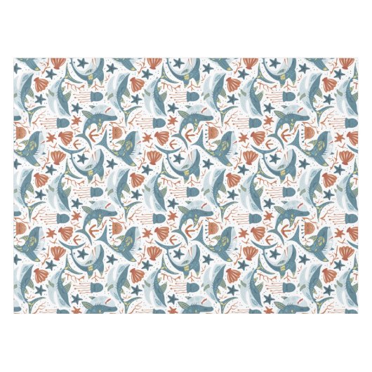 Rode Groene Gele Haai Shell Zeester Kwallen Tafelkleed (Voorkant (Horizontaal))