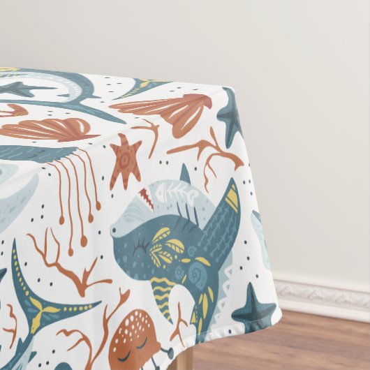 Rode Groene Gele Haai Shell Zeester Kwallen Tafelkleed (Voorbeeld)