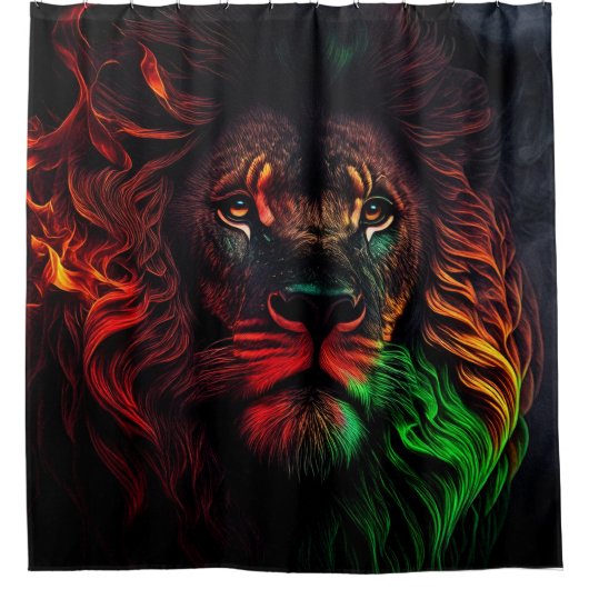 Rode Groene Gele Leeuw 01 Douchegordijn (Voorkant)