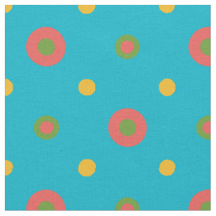 Rode groene gele polka stippen op turquoise stof