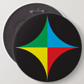 rode, groene, gele ster ronde button 6,0 cm (Voorkant /achterkant)