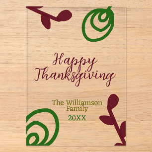Rode groene gelukkige Thanksgiving bloem blad herf Acryl Uitnodigingen