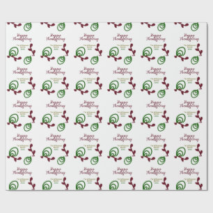 Rode groene gelukkige Thanksgiving bloem blad herf Cadeaupapier