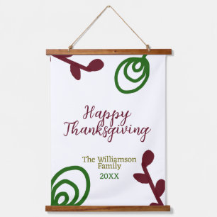 Rode groene gelukkige Thanksgiving bloem blad herf Hangend Wandkleed