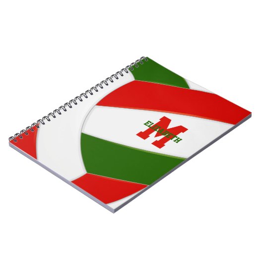 Rode groene gepersonaliseerde meisjes volleybal notitieboek (Linkerzijde)