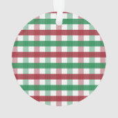 Rode groene geruite bot-tag-hondsfoto ornament (achterkant)