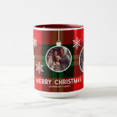 Rode groene geruite Buffalo Check Foto Kerstmis Mok (Midden)