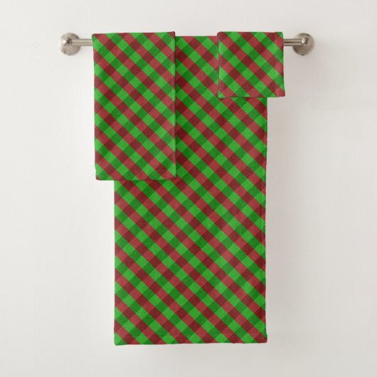 Rode & groene geruite glitter bad handdoek (Insitu)