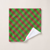 Rode & groene geruite glitter bad handdoek (Wasdoekje)