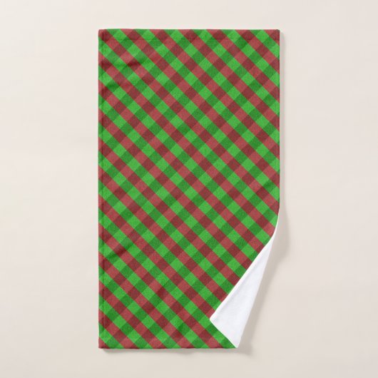 Rode & groene geruite glitter handdoek (Handdoek)
