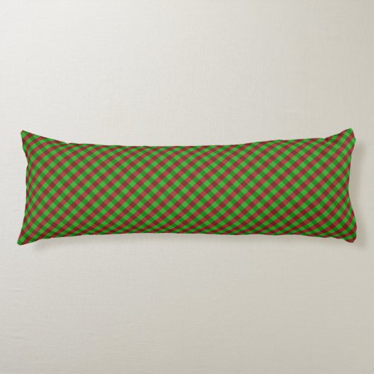 Rode & groene geruite glitter lichaamskussen (Voorkant)