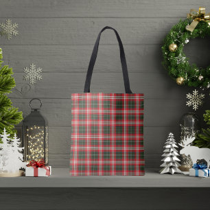 Rode groene geruite Kerst ruit Tote Bag