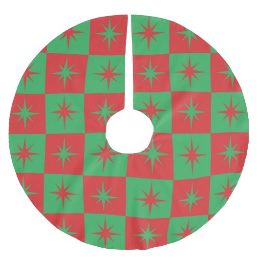 Rode groene geruite retro Kerst sterverbindingen Kerstboom Rok (Voorkant)