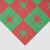Rode groene geruite retro Kerst sterverbursten Tissuepapier (Detail)