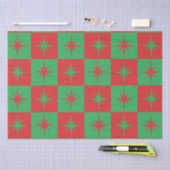 Rode groene geruite retro Kerst sterverbursten Tissuepapier (Craft)