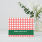 Rode groene gingham met op maat gesneden recept-ka briefkaart (Staand voorkant)