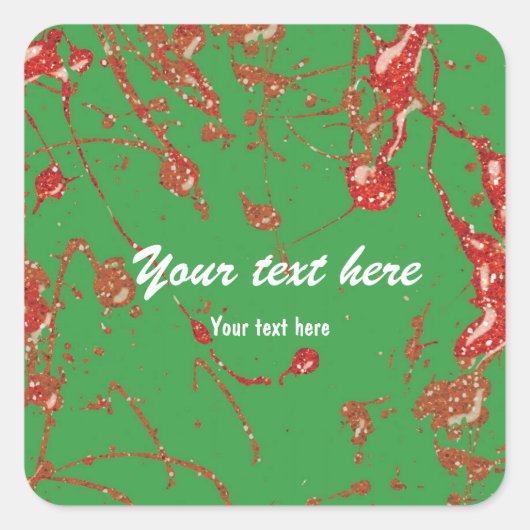 Rode groene glitterspray verf feest sticker (Voorkant)