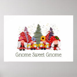 Rode Groene Gnome Elf Dwerg Zoete Dwerg Poster