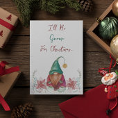 Rode Groene Gnome Holly Berry Poinsettia waterverf Kaart