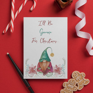 Rode Groene Gnome Hulst Bes Poinsettia aquarel Kaart