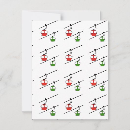 Rode & groene gondels kerstkaart (Voorkant)