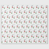 Rode & groene gondels met ski's cadeaupapier (Vlak)