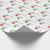 Rode & groene gondels met ski's cadeaupapier (Hoek)