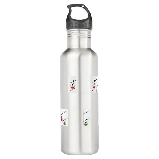 Rode & groene gondels op waterfles (Achterkant)