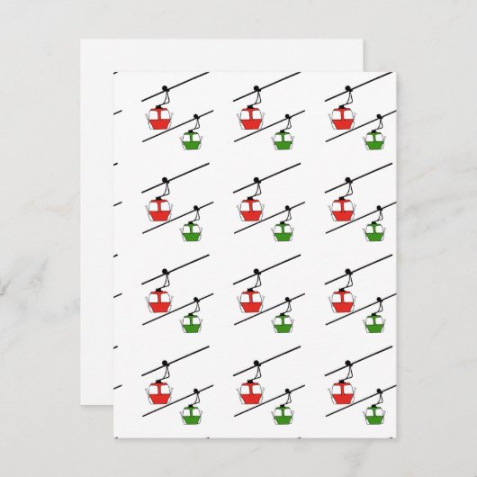 Rode & groene gondels vakantiepas feestdagenkaart (Voorkant / Achterkant)