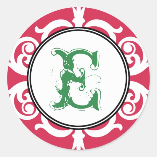 Rode groene gothic punk monogram initiaal huwelijk ronde sticker (Voorkant)