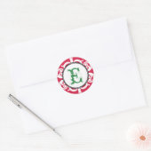 Rode groene gothic punk monogram initiaal huwelijk ronde sticker (Envelop)
