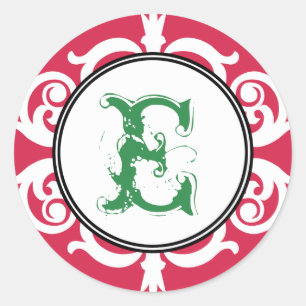Rode groene gothic punk monogram initiaal huwelijk ronde sticker