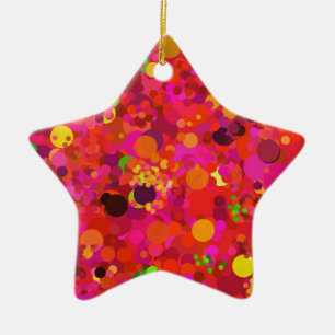 Rode groene gouden en roze Stippen decoratieve ver Keramisch Ornament