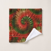 Rode Groene & Gouden Kerstmisdas Monogrammed Kleur Bad Handdoek (Wasdoekje)