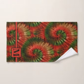 Rode Groene & Gouden Kerstmisdas Monogrammed Kleur Bad Handdoek (Handdoek)