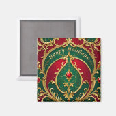 Rode Groene Gouden Kerstvakantie Magneet (Voorkant / Achterkant)