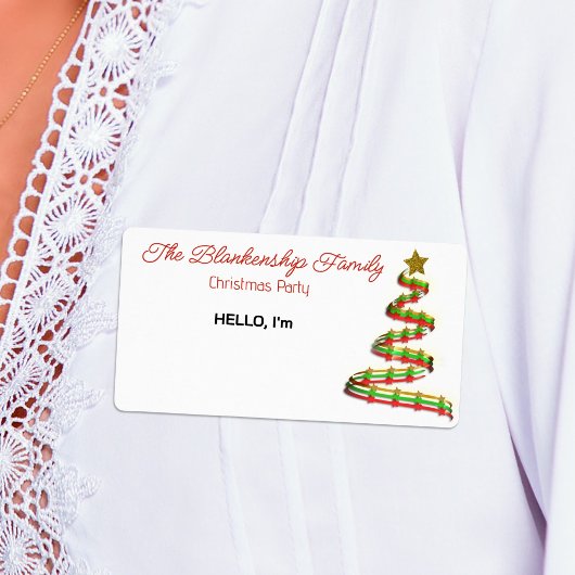 Rode Groene Gouden Lint Kerstboom Naamlabel Etiket