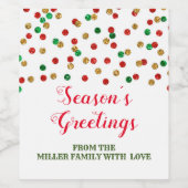 Rode Groene Gouden Stippen Kerstmis Seizoen Groete Wijn Etiket (Enkel label)