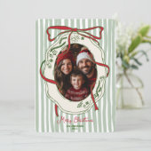 Rode Groene Hand Getrokken Vrolijke Kerstmis Famil Kaart (Staand voorkant)