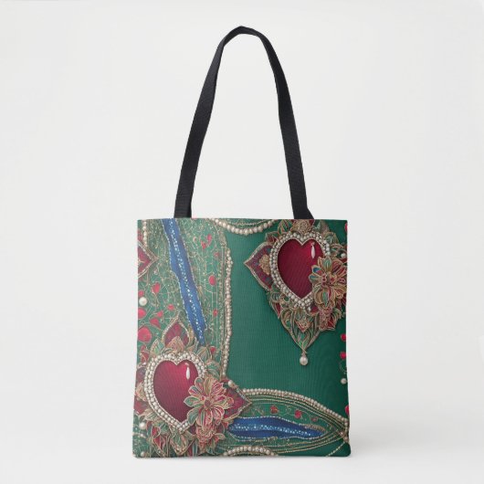 Rode & groene harten AI-kunst Tote Bag (Voorkant)