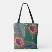 Rode & groene harten AI-kunst Tote Bag (Achterkant)