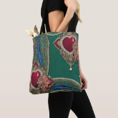 Rode & groene harten AI-kunst Tote Bag (Dichtbij)