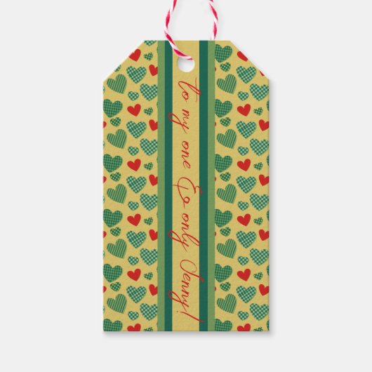 Rode & Groene Harten Cadeaulabel (Voorkant)